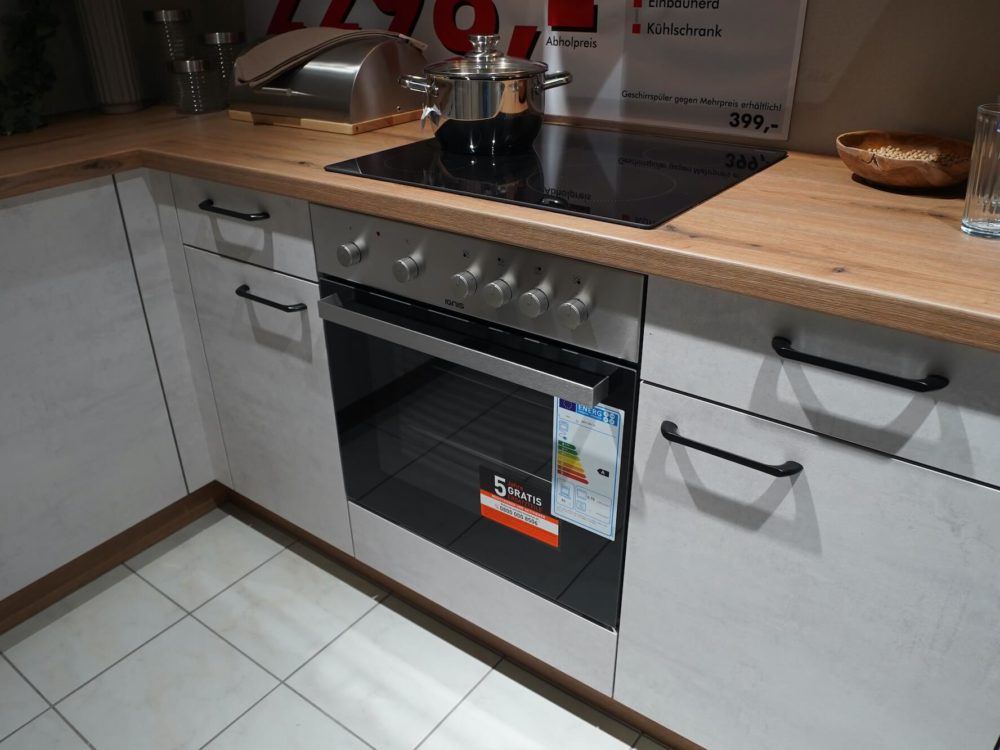 Modern Express L-Küche melaminharz beton weiß Arbeitsplatte Eiche mit E-Geräten