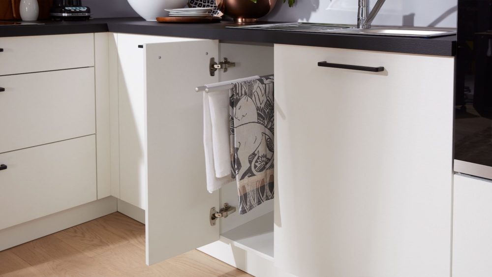 Moderne L-Küche Matt Arbeitsplatte schwarz weiß