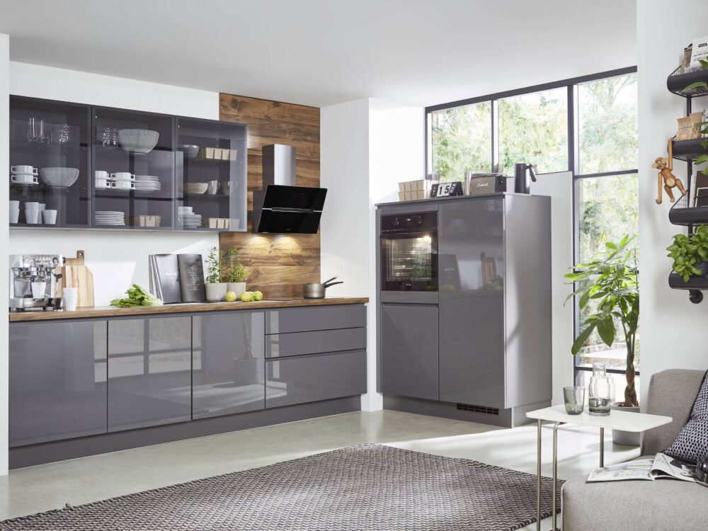 Hochglanz Design Küchenzeile Grau