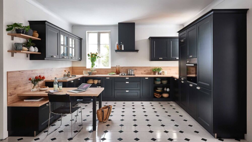 Nolte Landhausküche Windsor U-Form schwarz